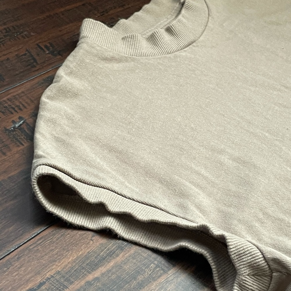 MUJI New York Taupe Sleeveless Ribbed Mock Neck